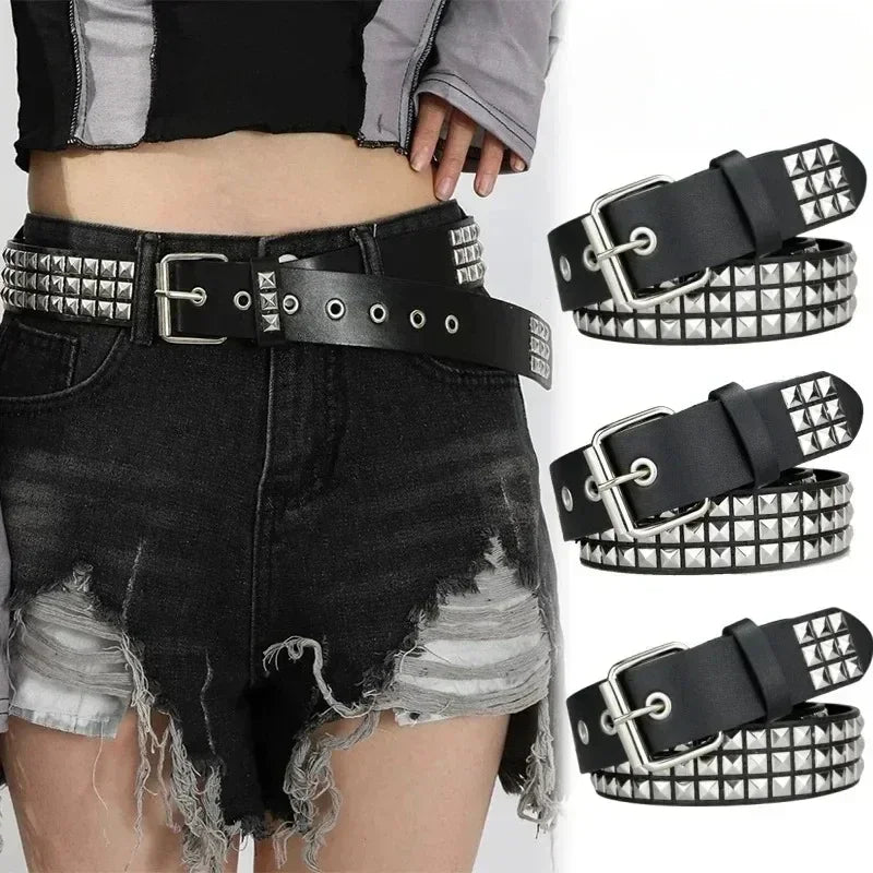 Ceinture à Rivets Noire – Style Punk Métal